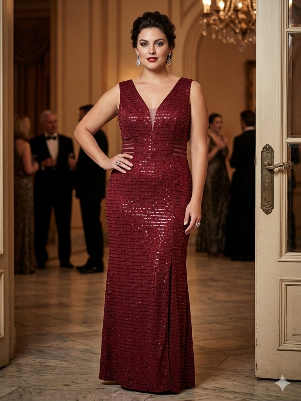 Alexa B Nites Burgundy Sequin Cocktail Dress Size 14